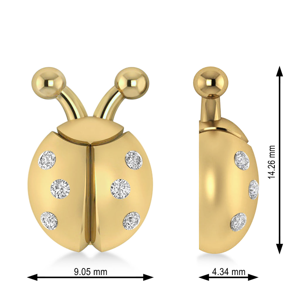 Lady's Diamond Ladybug Earrings 14k Yellow Gold  (0.18ctw)