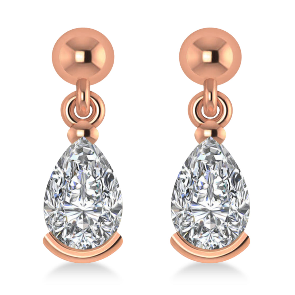 Lab Grown Diamond Dangling Pear Earrings 14k Rose Gold (2.00ct)