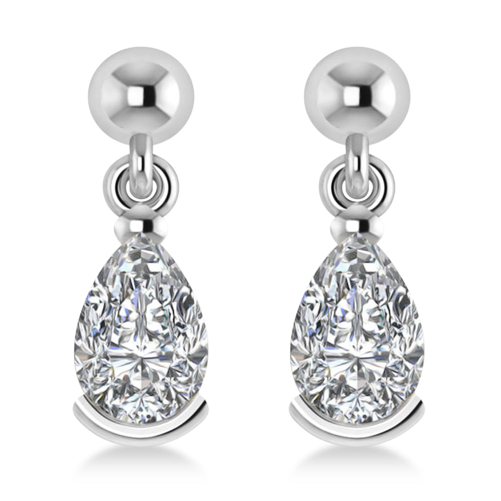 Lab Grown Diamond Dangling Pear Earrings 14k White Gold (2.00ct)