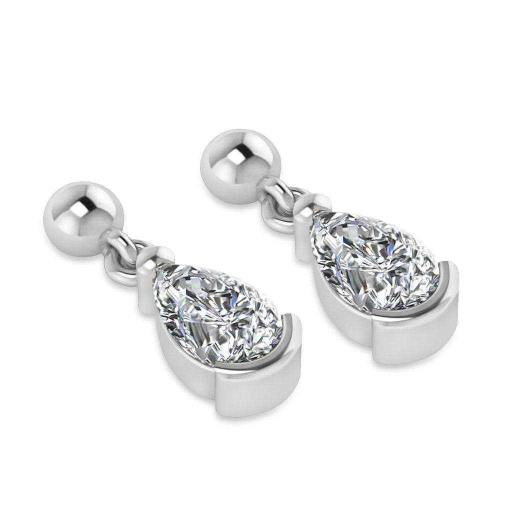 Lab Grown Diamond Dangling Pear Earrings 14k White Gold (2.00ct)