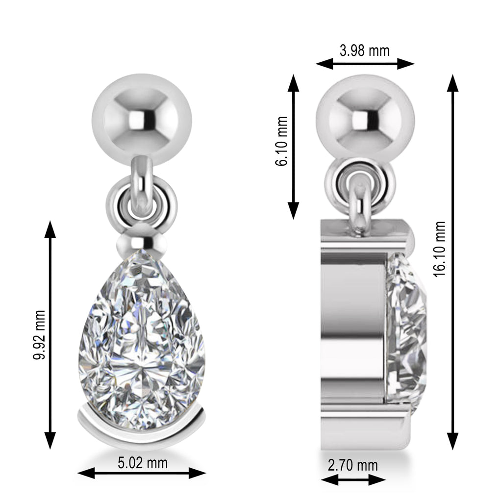 Diamond Dangling Pear Earrings 14k White Gold (2.00ct)