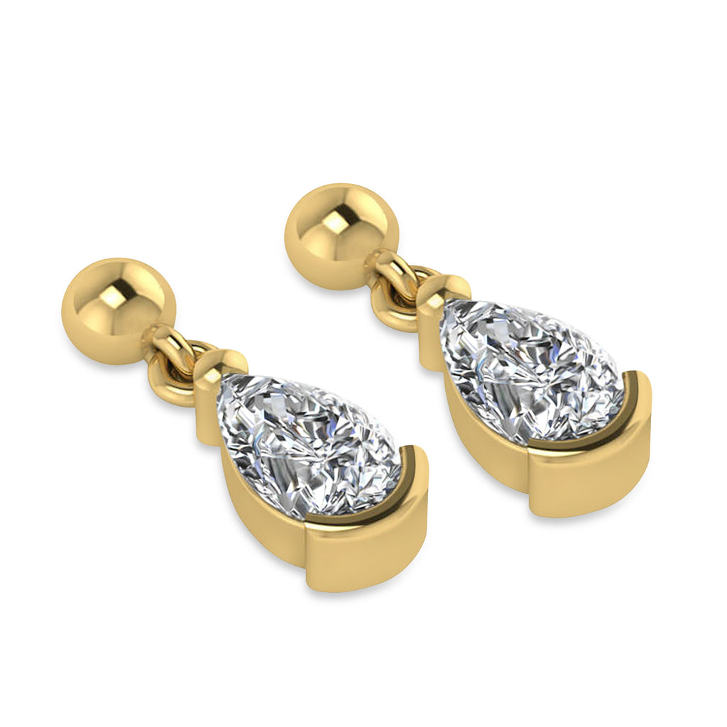 Diamond Dangling Pear Earrings 14k Yellow Gold (2.00ct)
