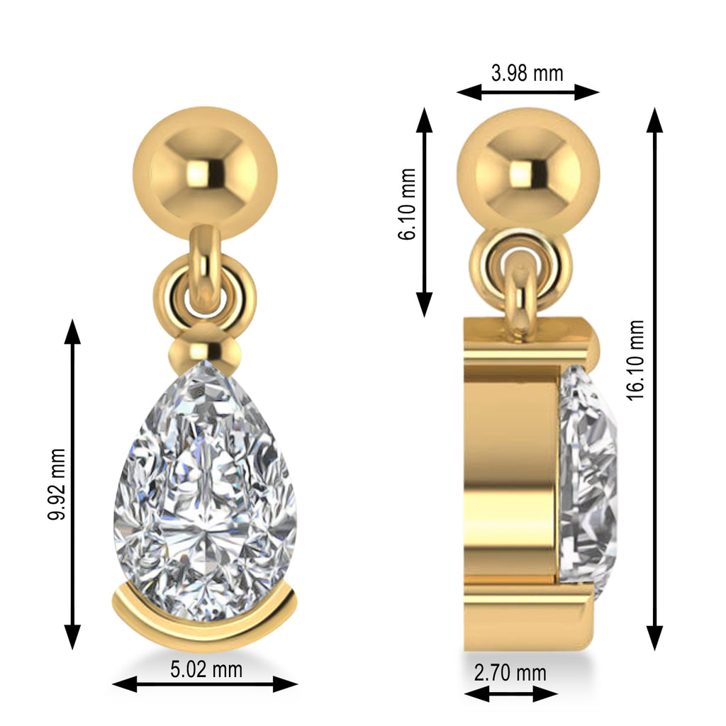 Diamond Dangling Pear Earrings 14k Yellow Gold (2.00ct)