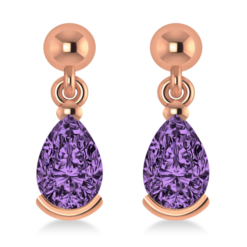 Lab Amethyst Dangling Pear Earrings 14k Rose Gold (2.00ct)