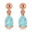 Aquamarine Dangling Pear Earrings 14k Rose Gold (2.00ct)
