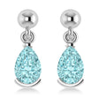 Lab Aquamarine Dangling Pear Earrings 14k White Gold (2.00ct)