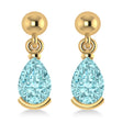 Aquamarine Dangling Pear Earrings 14k Yellow Gold (2.00ct)