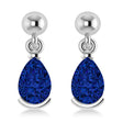 Lab Blue Sapphire Dangling Pear Earrings 14k White Gold (2.00ct)