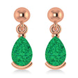 Lab Emerald Dangling Pear Earrings 14k Rose Gold (2.00ct)