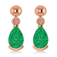 Emerald Dangling Pear Earrings 14k Rose Gold (2.00ct)