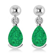 Lab Emerald Dangling Pear Earrings 14k White Gold (2.00ct)