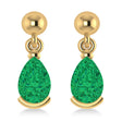 Emerald Dangling Pear Earrings 14k Yellow Gold (2.00ct)