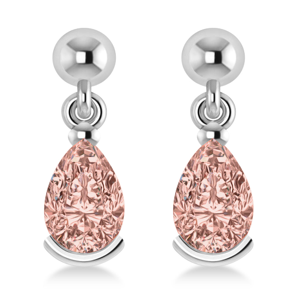 Morganite Dangling Pear Earrings 14k White Gold (2.00ct)