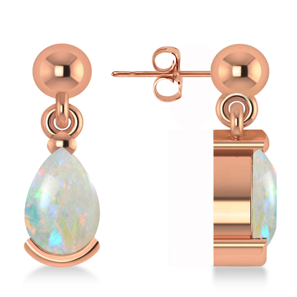 Lab Opal Dangling Pear Earrings 14k Rose Gold (2.00ct)