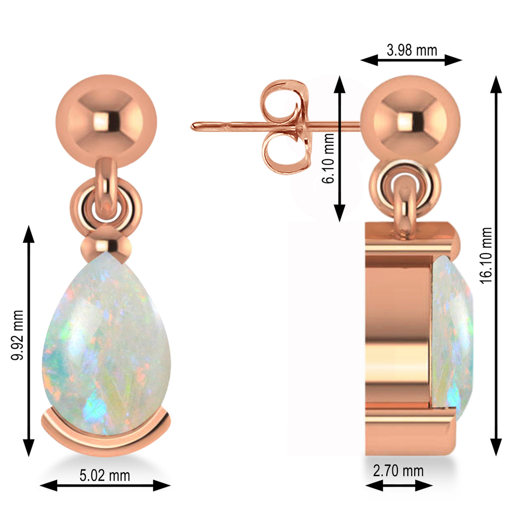 Lab Opal Dangling Pear Earrings 14k Rose Gold (2.00ct)