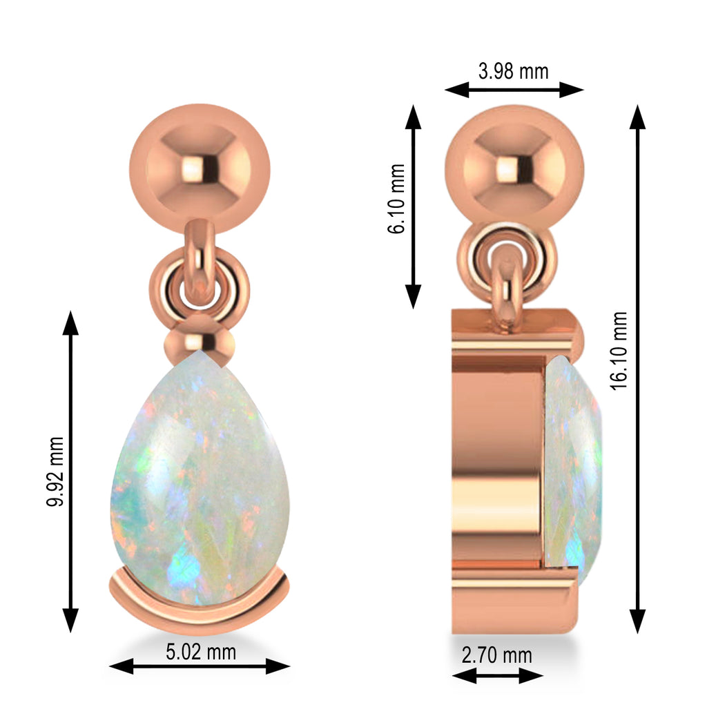 Lab Opal Dangling Pear Earrings 14k Rose Gold (2.00ct)