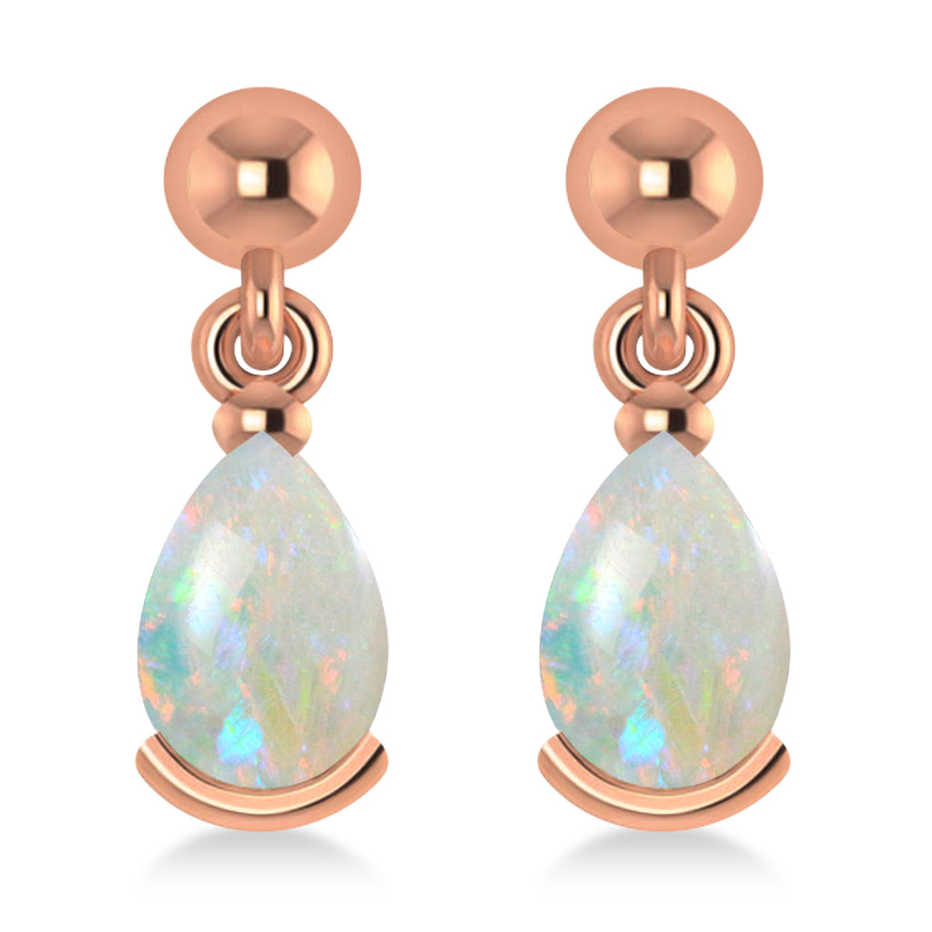 Opal Dangling Pear Earrings 14k Rose Gold (2.00ct)