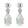 Lab Opal Dangling Pear Earrings 14k White Gold (2.00ct)