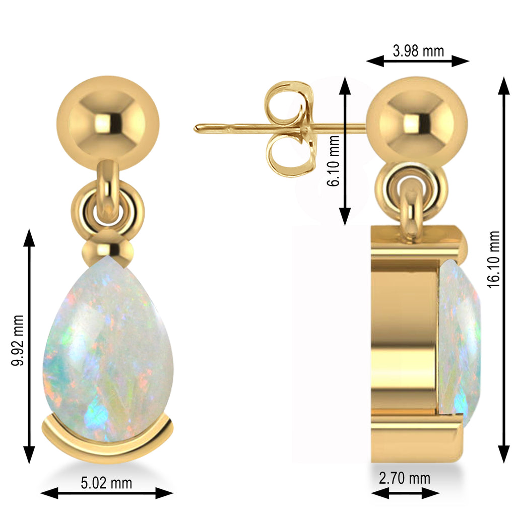 Lab Opal Dangling Pear Earrings 14k Yellow Gold (2.00ct)
