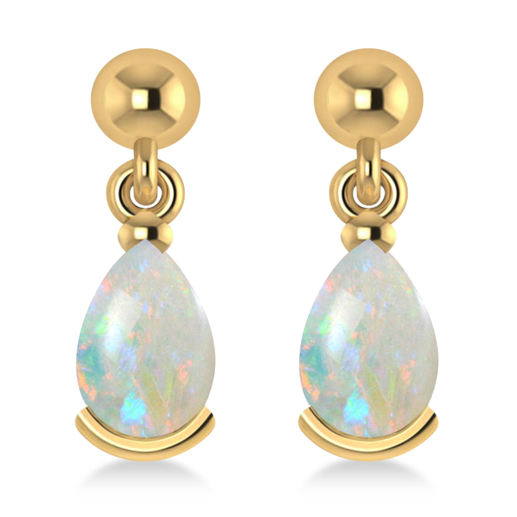 Opal Dangling Pear Earrings 14k Yellow Gold (2.00ct)