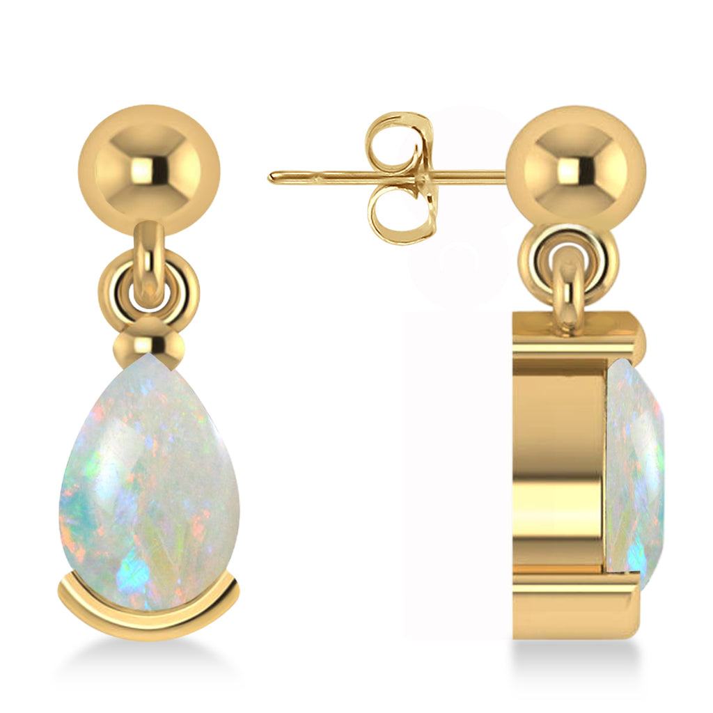 Opal Dangling Pear Earrings 14k Yellow Gold (2.00ct)