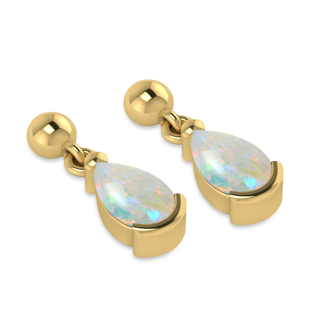 Opal Dangling Pear Earrings 14k Yellow Gold (2.00ct)
