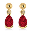 Lab Ruby Dangling Pear Earrings 14k Yellow Gold (2.00ct)