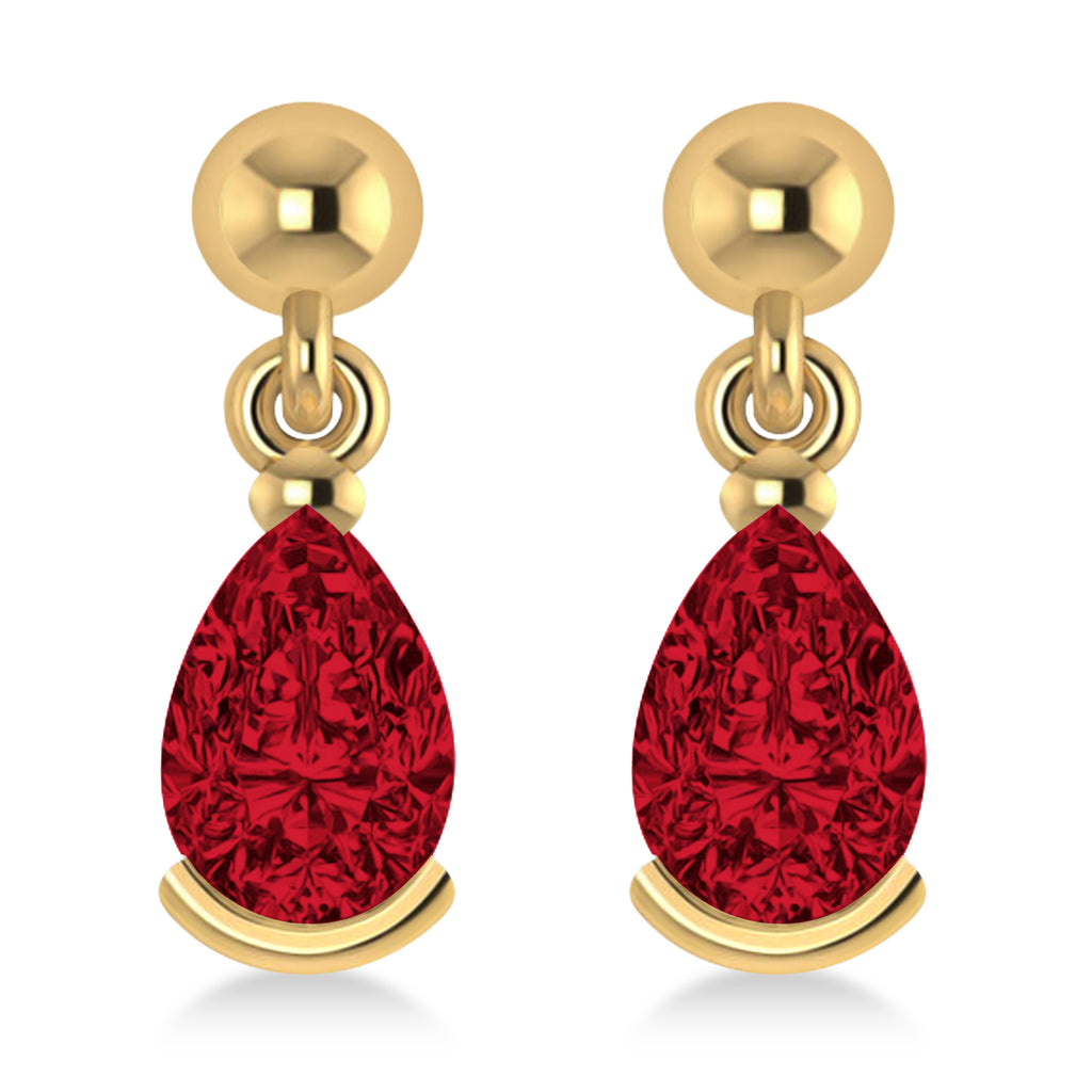 Ruby Dangling Pear Earrings 14k Yellow Gold (2.00ct)