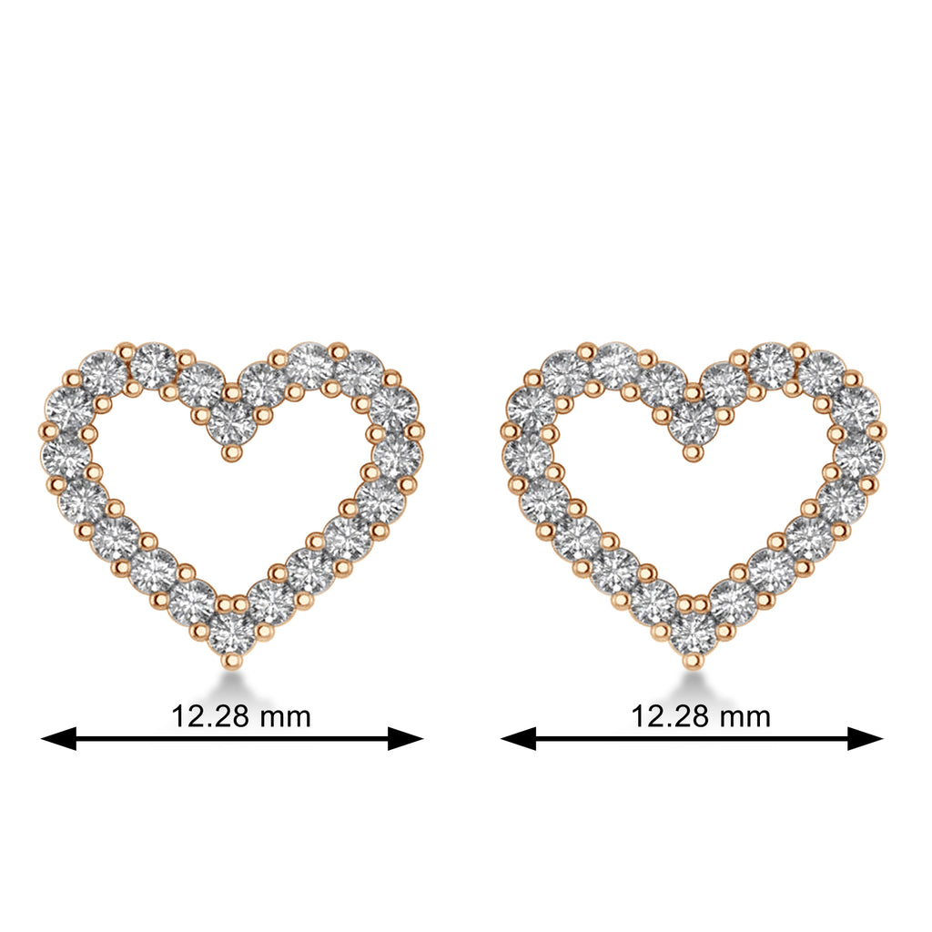Diamond Open Heart Earrings 14k Rose Gold (0.60ct)