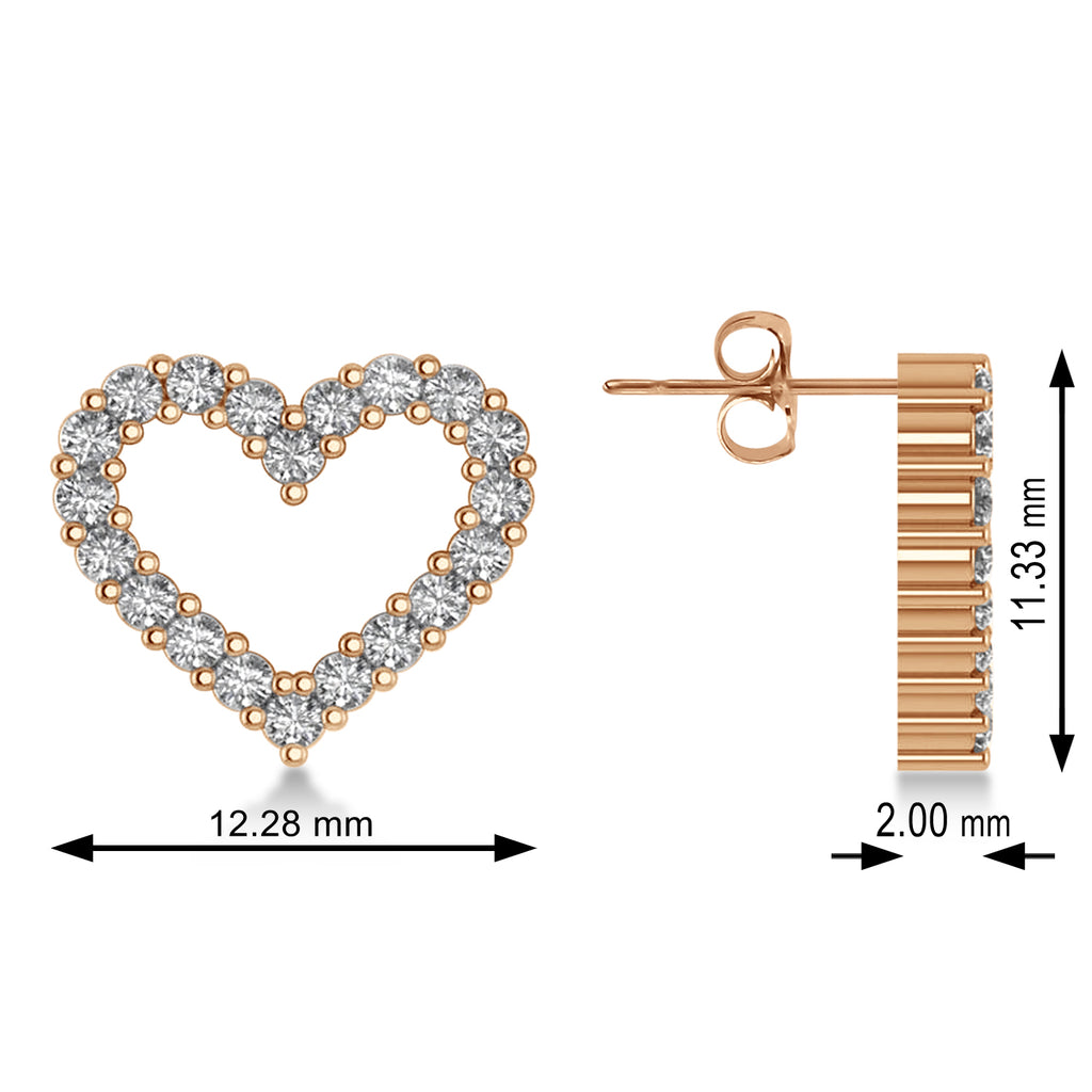 Diamond Open Heart Earrings 14k Rose Gold (0.60ct)