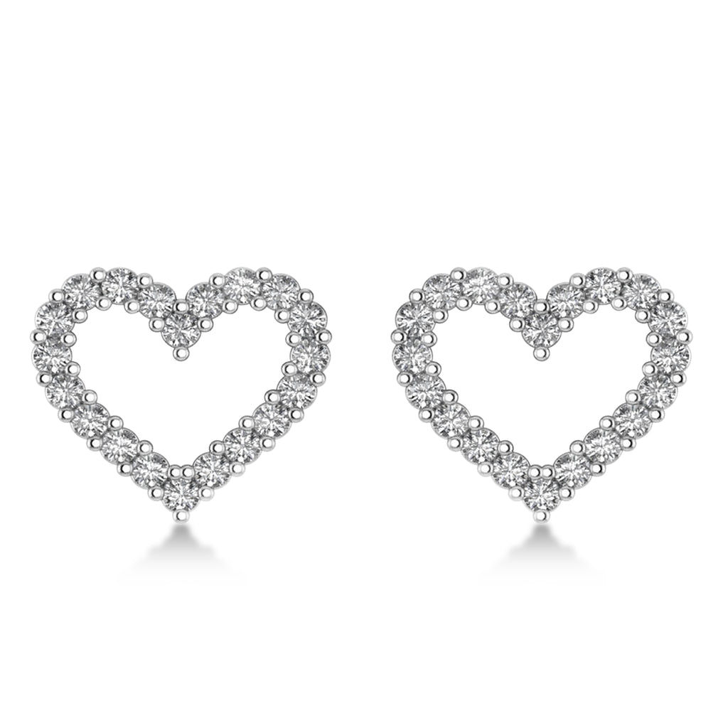 Diamond Open Heart Earrings 14k White Gold (0.60ct)