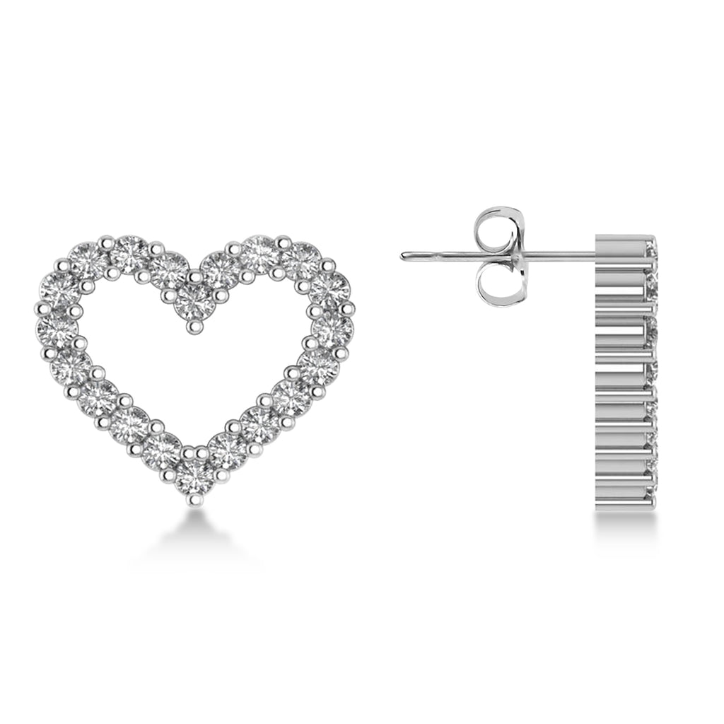 Diamond Open Heart Earrings 14k White Gold (0.60ct)