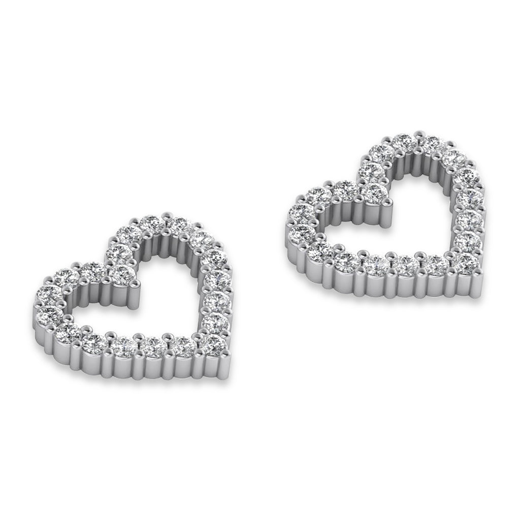 Diamond Open Heart Earrings 14k White Gold (0.60ct)