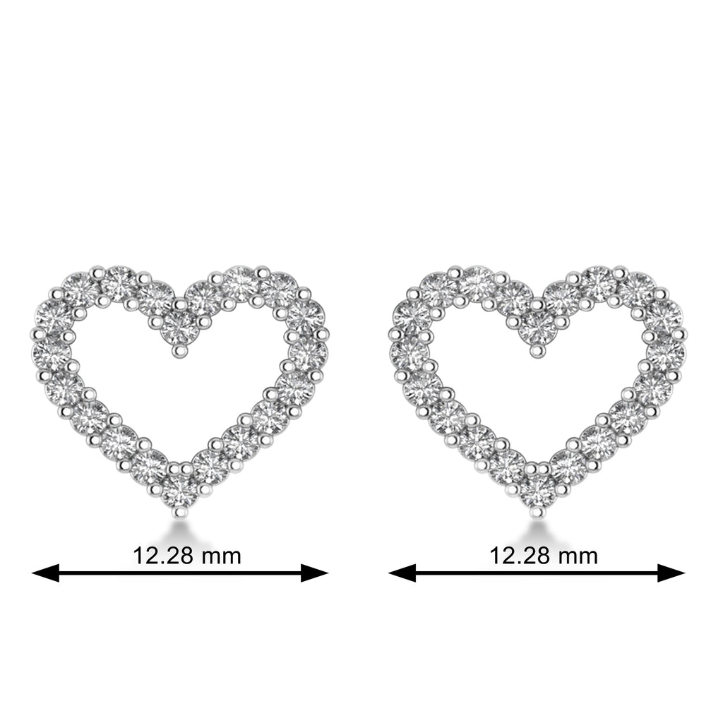 Diamond Open Heart Earrings 14k White Gold (0.60ct)