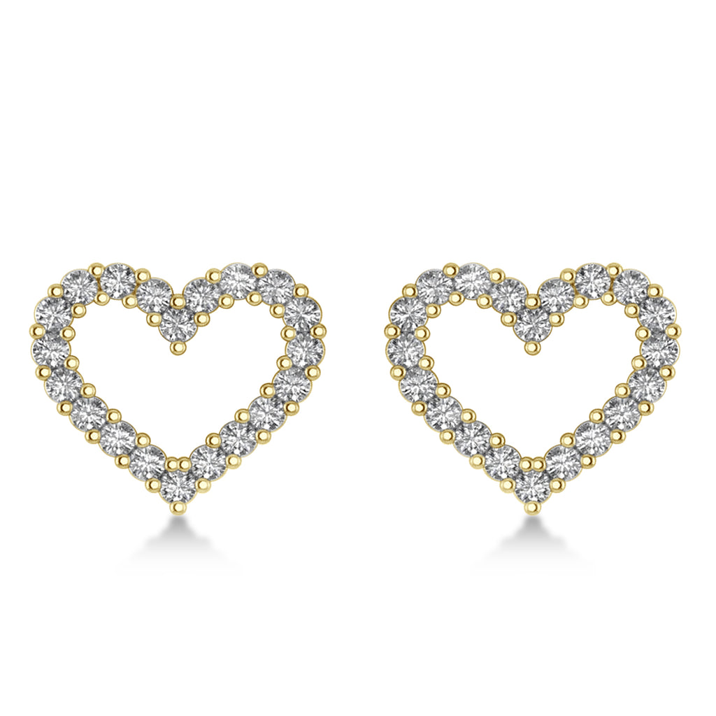 Diamond Open Heart Earrings 14k Yellow Gold (0.60ct)