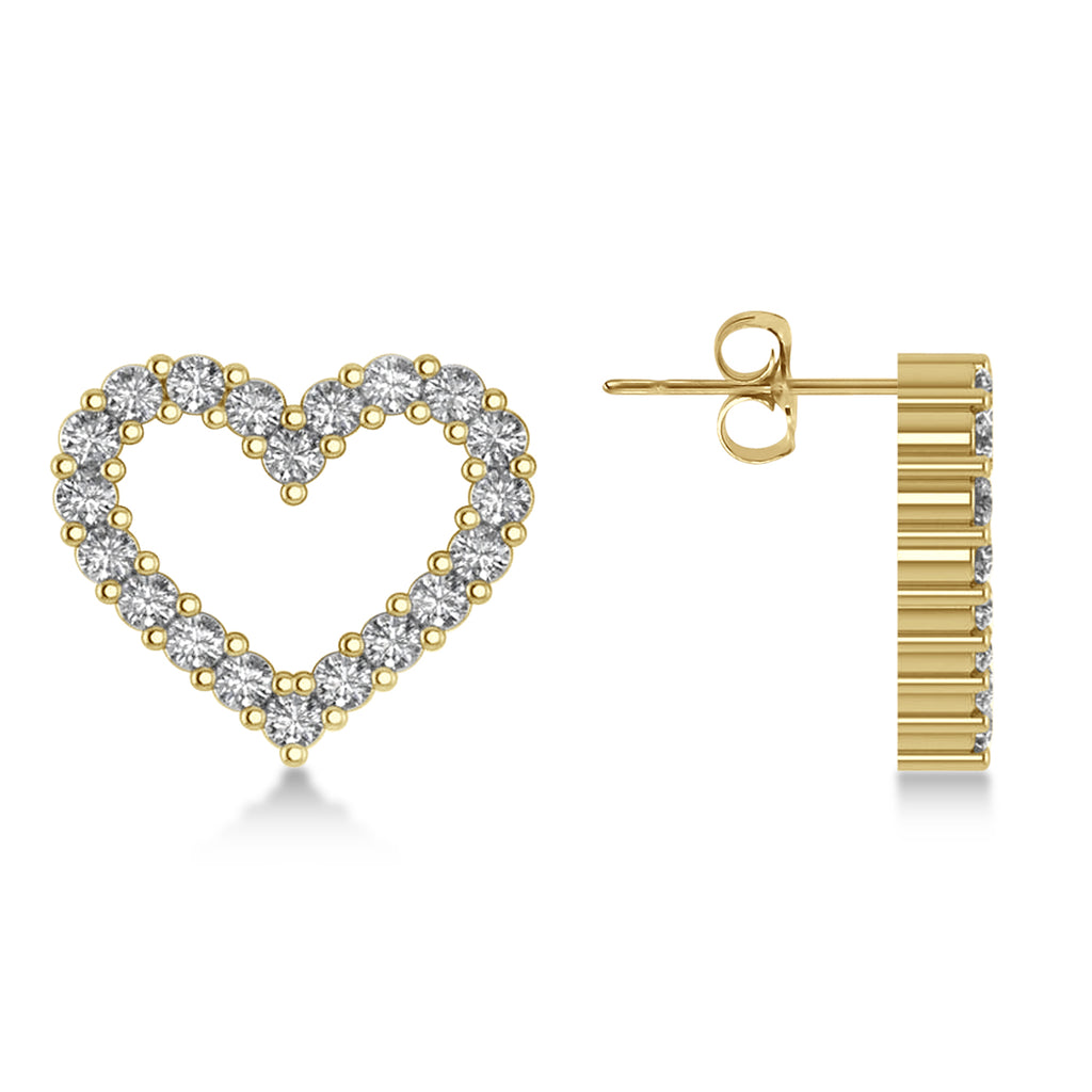 Diamond Open Heart Earrings 14k Yellow Gold (0.60ct)