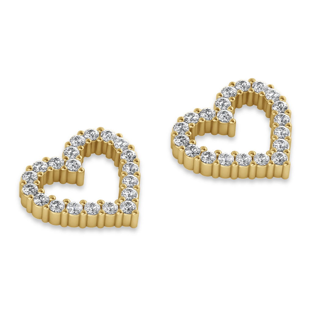 Diamond Open Heart Earrings 14k Yellow Gold (0.60ct)