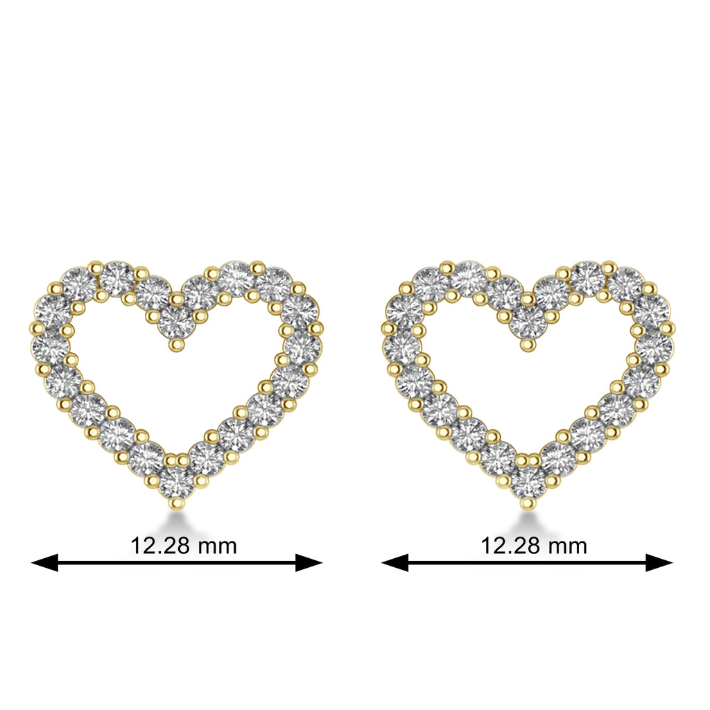 Diamond Open Heart Earrings 14k Yellow Gold (0.60ct)
