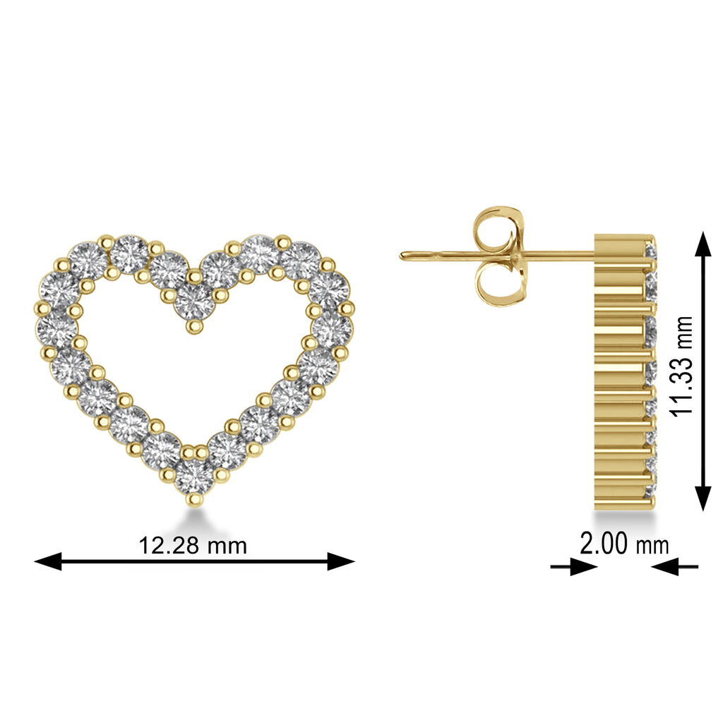 Diamond Open Heart Earrings 14k Yellow Gold (0.60ct)