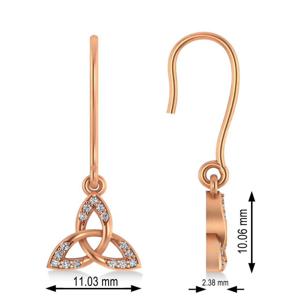 Diamond Celtic Knot Dangle Earrings 14k Rose Gold (0.15ct)