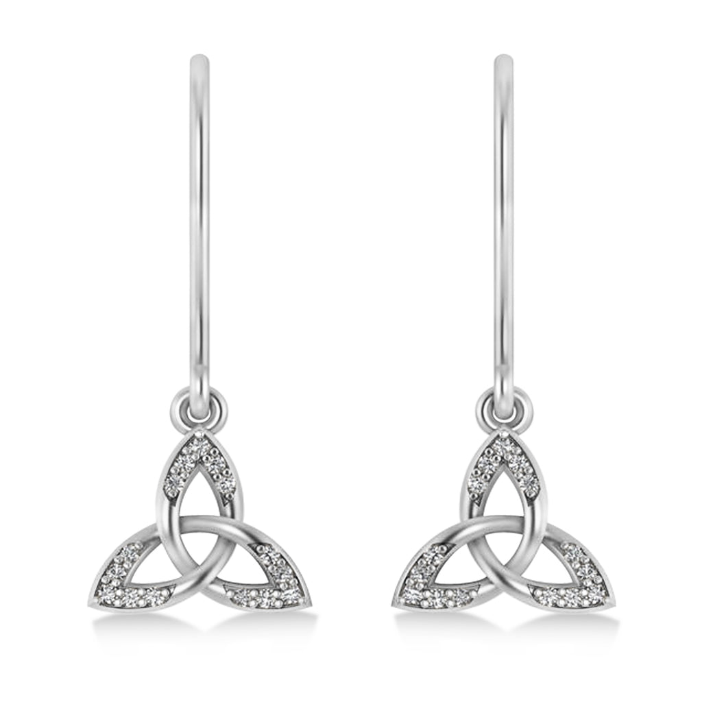 Diamond Celtic Knot Dangle Earrings 14k White Gold (0.15ct)