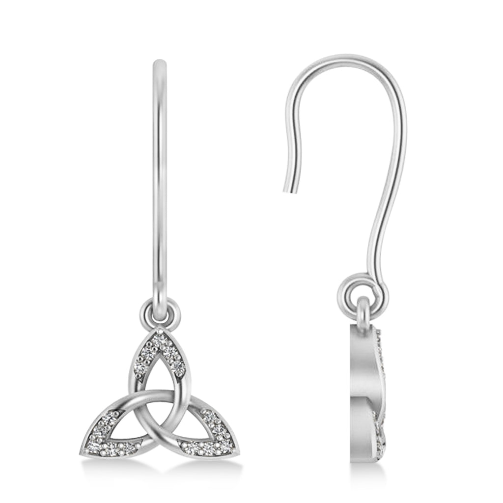 Diamond Celtic Knot Dangle Earrings 14k White Gold (0.15ct)
