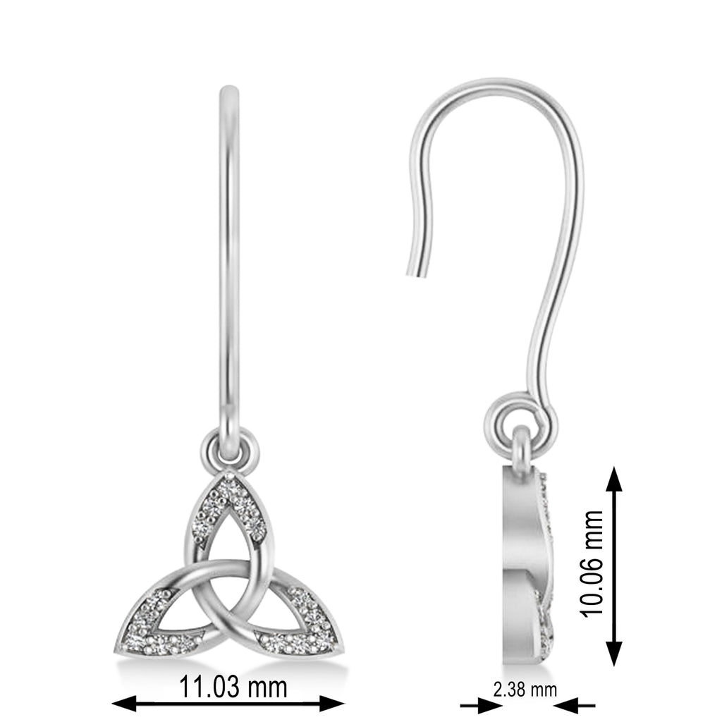 Diamond Celtic Knot Dangle Earrings 14k White Gold (0.15ct)