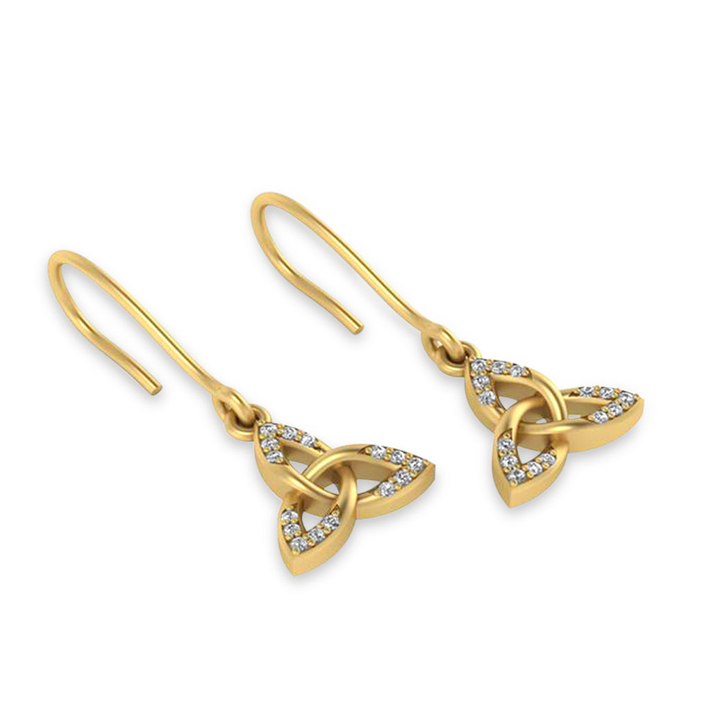 Diamond Celtic Knot Dangle Earrings 14k Yellow Gold (0.15ct)