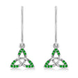 Tsavorite Celtic Knot Dangle Earrings 14k White Gold (0.15ct)