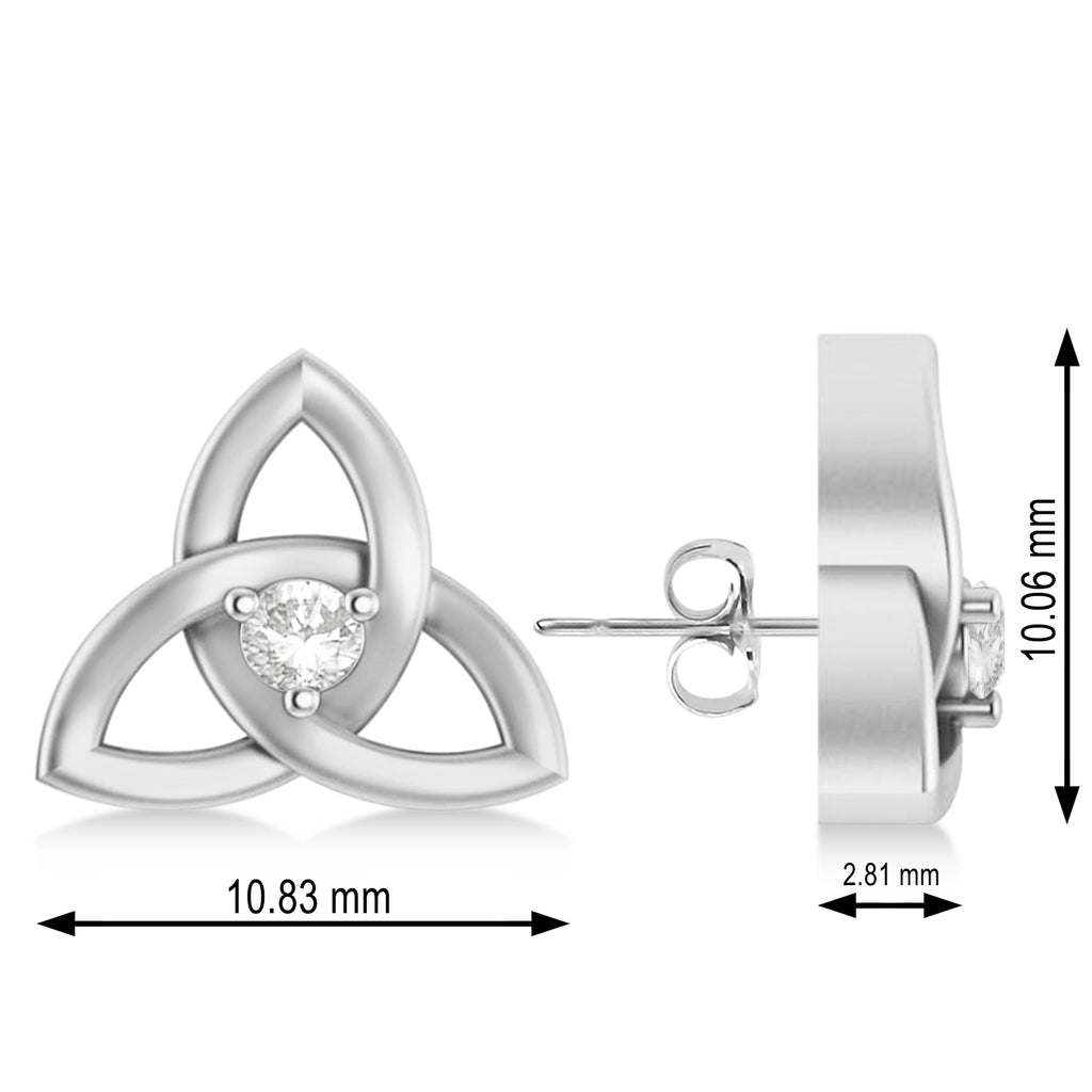 Diamond Celtic Knot Stud Earrings 14k White Gold (0.10ct)