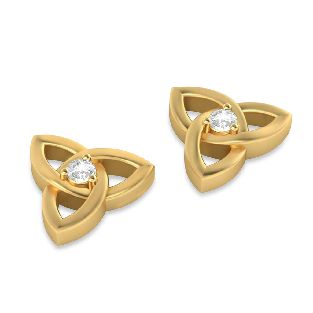Diamond Celtic Knot Stud Earrings 14k Yellow Gold (0.10ct)