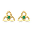 Emerald Celtic Knot Stud Earrings 14k Yellow Gold (0.10ct)