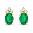 Oval Emerald and Diamond Stud Earrings 14k Yellow Gold (1.24ct)