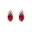 Oval Ruby and Diamond Stud Earrings 14k Yellow Gold (1.24ct)